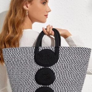 earthy elegance jute & cotton bags in white black