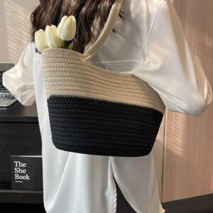 organic chic: 's jute & cotton women style bags beige black