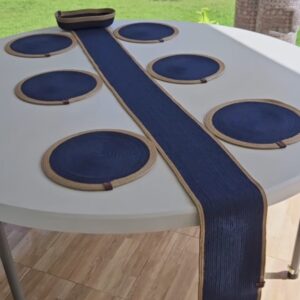 cotton rope/ jute /small dry grass/natural cane/chic dry grass bag/woven boho farmhouse table /kichen décor/washable and handmade rustic table/cotton rope round ovel table runner/placemat natrual burlap farmhouse coster for drink/rouncdining kitchen desk décor beige blue.