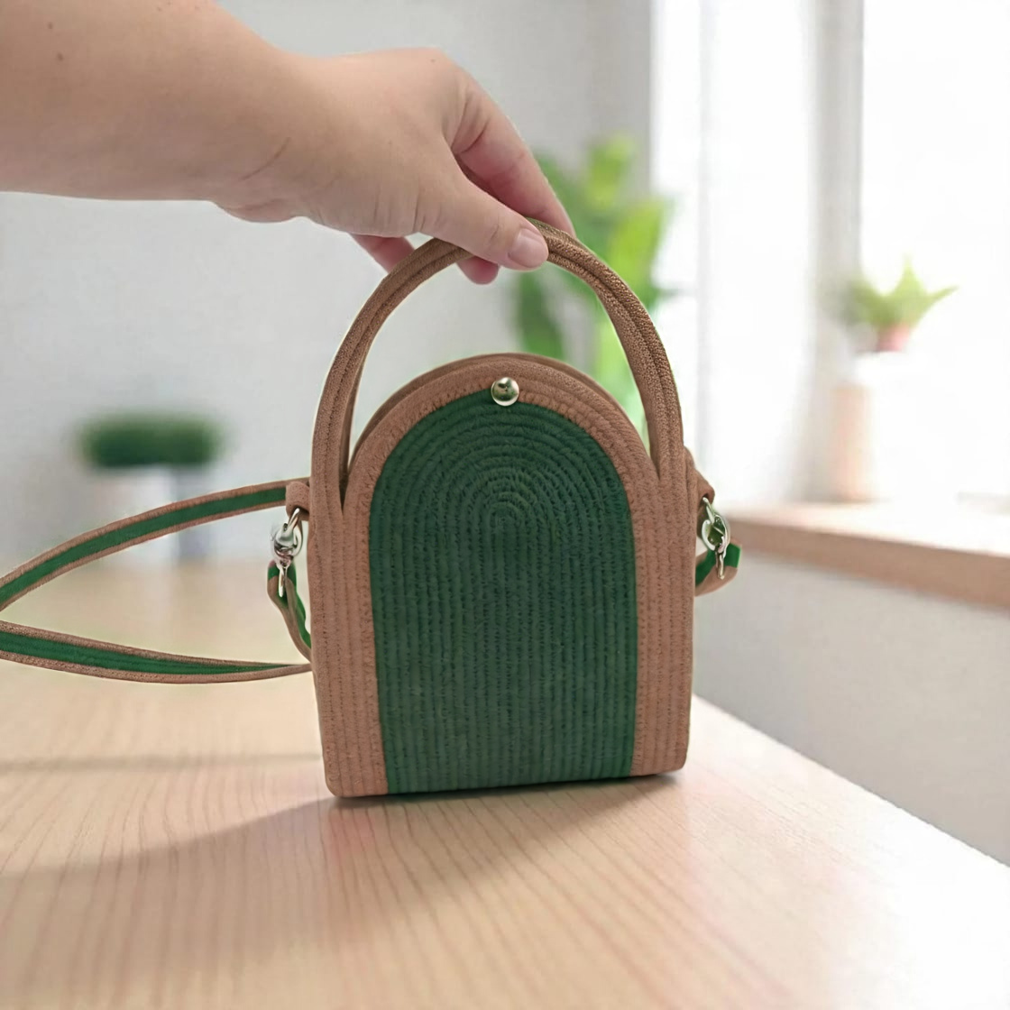 cotton rope hndbag bold handmade crossbody with magnetic snap vegan pures handmade cotton cored corssbody bag's