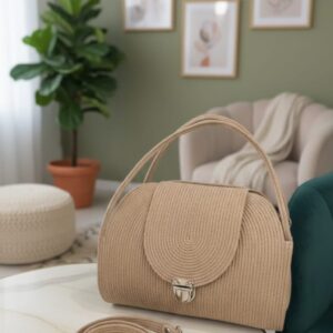 cotton rope boho fancy handbag stlish handmade .handmade cotton cored corssbody bags small purse with gold chain strap and strap and clasp, elegant shoulder bag,