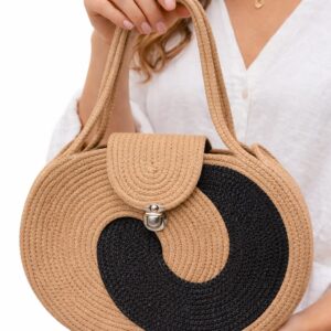 cotton rope handmade cotton rope bag rope crossbody bho summer pures handmade claret woven straw bag: boho wooden handle pures