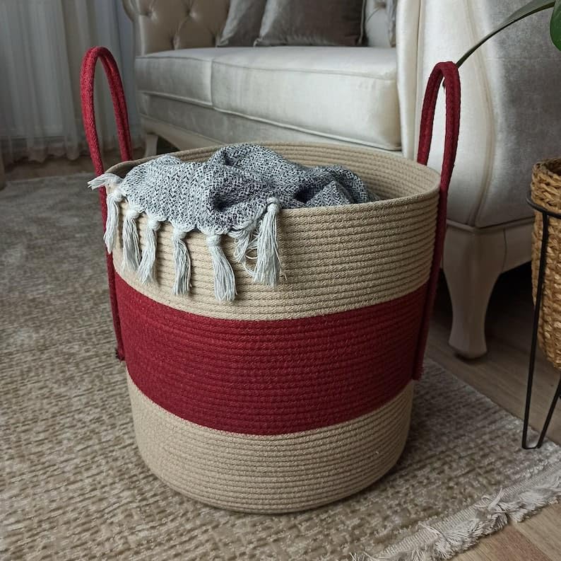 all the cultures fabricating india handmade jute/cotton women bag in beg red