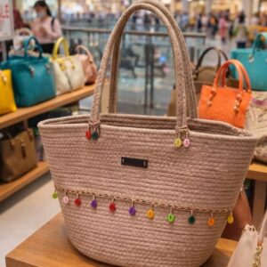 cotton rope handmade cotton rope bag rope crossbody bho summer pures handmade claret woven straw bag: boho wooden handle pures coler biege