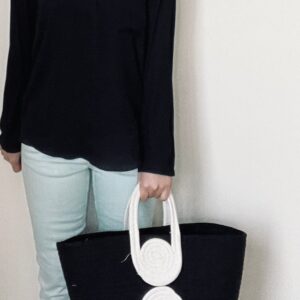 femmefiber collection by cotton & jute bags in black white tikki