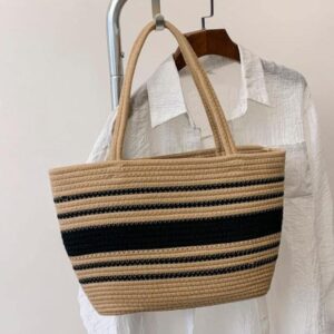 feminine flourish 's cotton & jute bag series in black beige