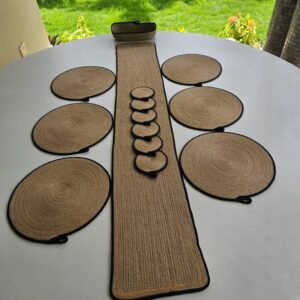handwoven jute dining table décor set (runner + placemats + coasters)