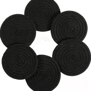 cotton rope/ jute /small dry grass/natural cane/chic dry grass bag/farmhouse coasters for drinks/absorbent coasterfor fabletop protection/women coaster,rustic coaster,rope drink coaster full black