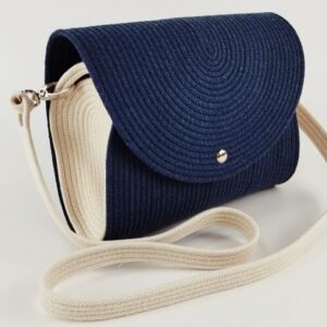blue & cream noir rope bag