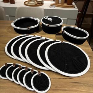 black timeless weave dining set