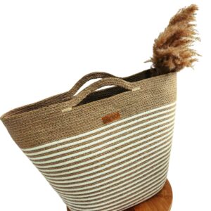 beige eco & friendly handmade jute bag women's tote shoulder bag with rope handles