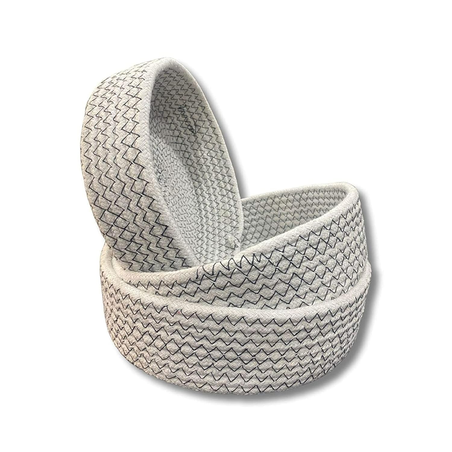pack of 3 handcrafted woven storage jute cotton basket