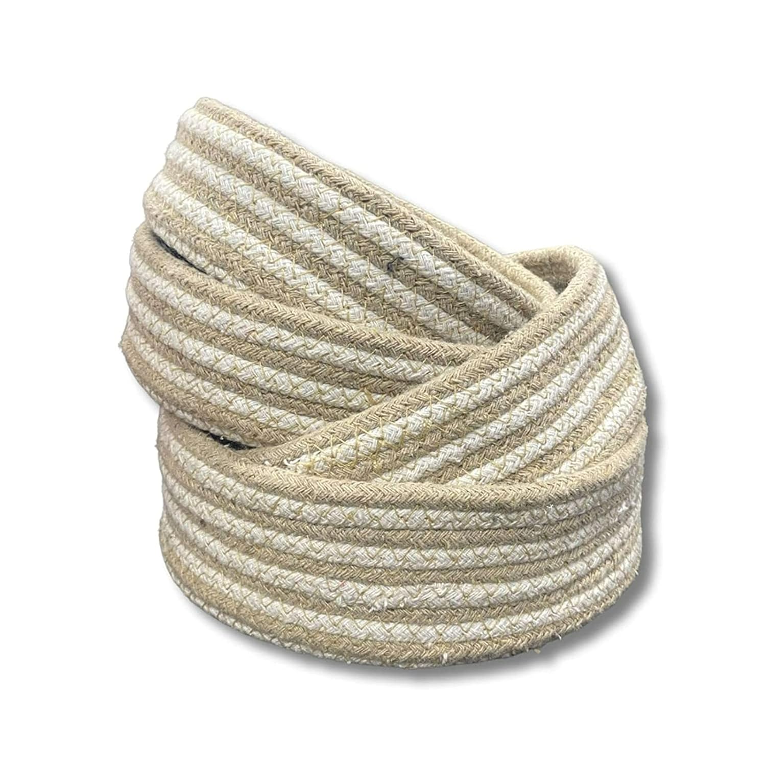 blossoms pack of 3 handcrafted woven storage jute cotton basket