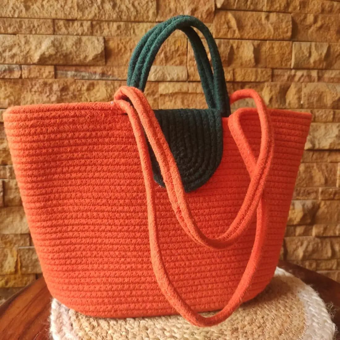 cotton rope handmade rope crossbody bho summer pures handmade claret woven straw bag: boho wooden handle pures
