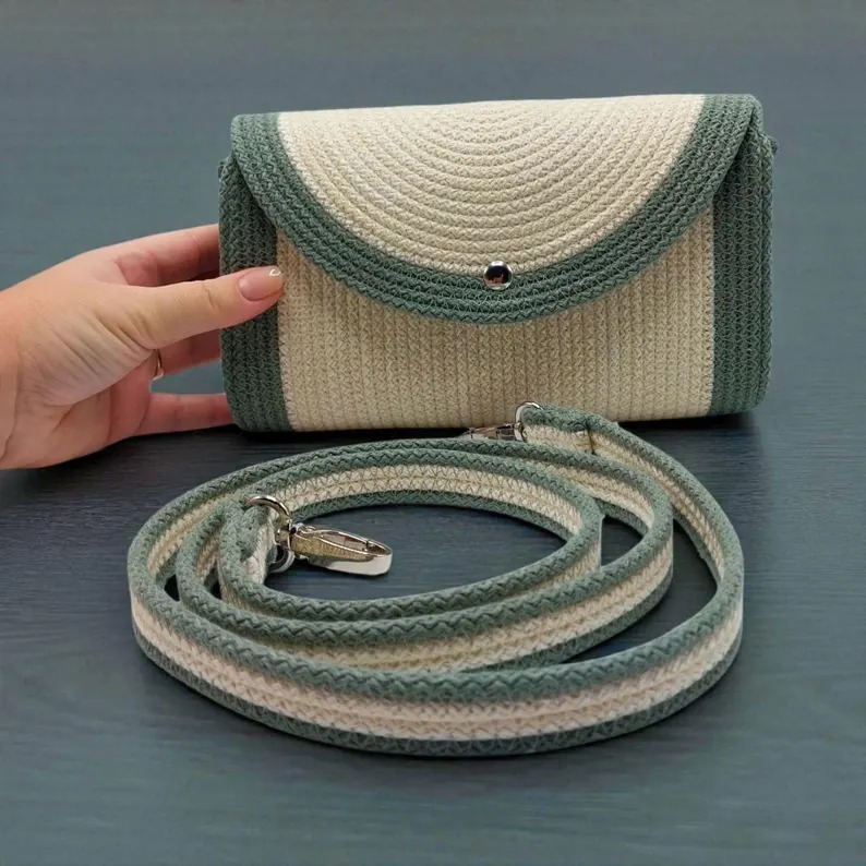 handmade cotton cored corssbody bags small purse with gold chain strap and strap and clasp, elegant shoulder bag,