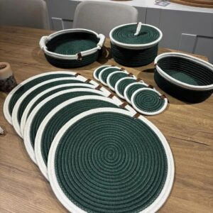 green timeless weave dining set