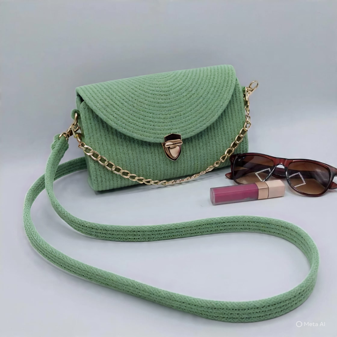 handmade cotton cored corssbody bags small purse with gold chain strap and strap and clasp, elegant shoulder bag,