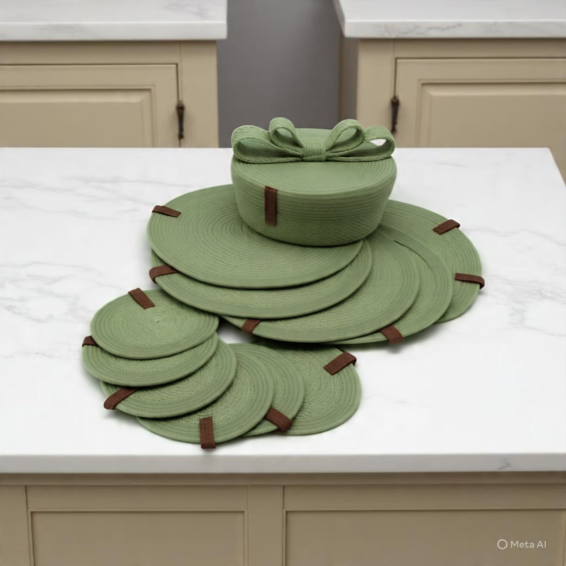 cotton rope table mats kitchen & christmas: décor plece mat set of 6; round woven placemats , round placemats; dining table mast