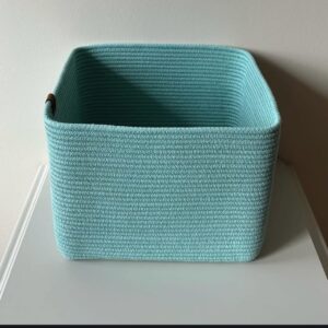 cotton rope/ jute /small dry grass/natural cane/chic dry grass bag/cotton rope woven basket toy,book,cloth storage basket bin for living room,light green sqr box