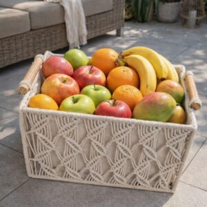 macrame storage basket luxurious decorative organizer affordable home décor style macrame storage basket handmade 100% cotton macrame storage bucket boho hamper