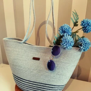 beige eco & friendly handmade jute bag women's tote shoulder bag with rope handles