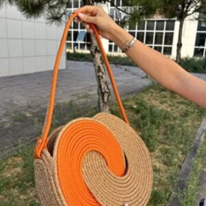 cotton rope handmade rope crossbody bho summer pures handmade claret woven straw bag: boho wooden handle pures