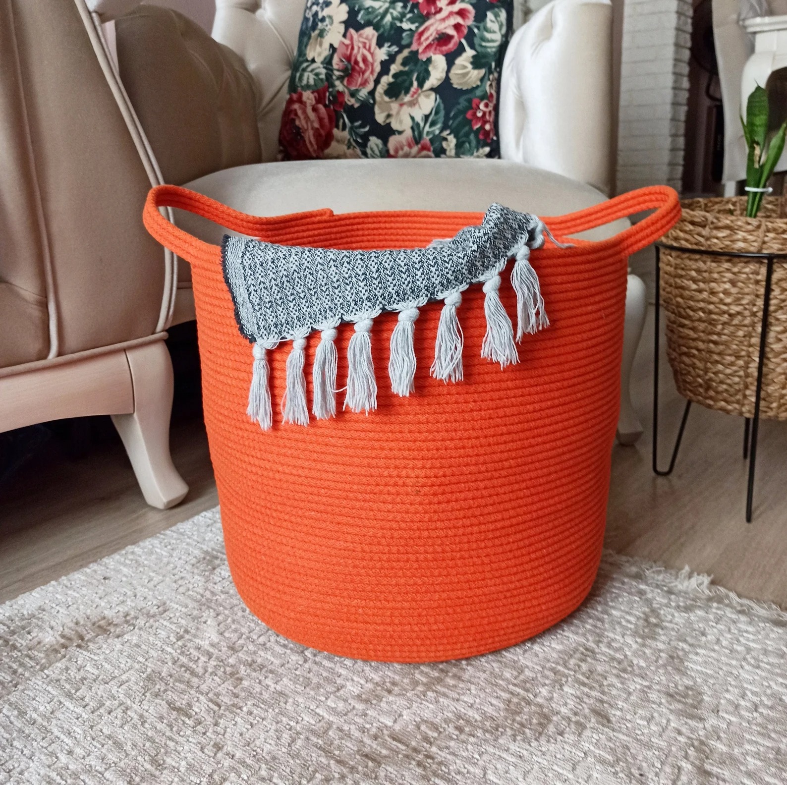 storage baskets, toy bin , for toy blankets, pillows storage in living room cute jute basket storage basket for bathroom living room & kitchen organiser box vanity box first aid box