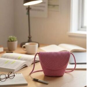 cotton rope handmade rope crossbody bho summer pures handmade claret woven straw bag: boho wooden handle pures