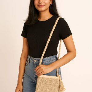 rafia macrame sling handmade handbag small dry grass/natural cane/chic dry grass bag/handbag from manipur/carry tote bag sling bags white crtoon