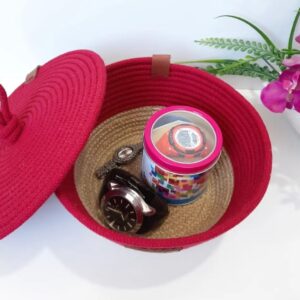 green chic jute & cotton bag series in red beige