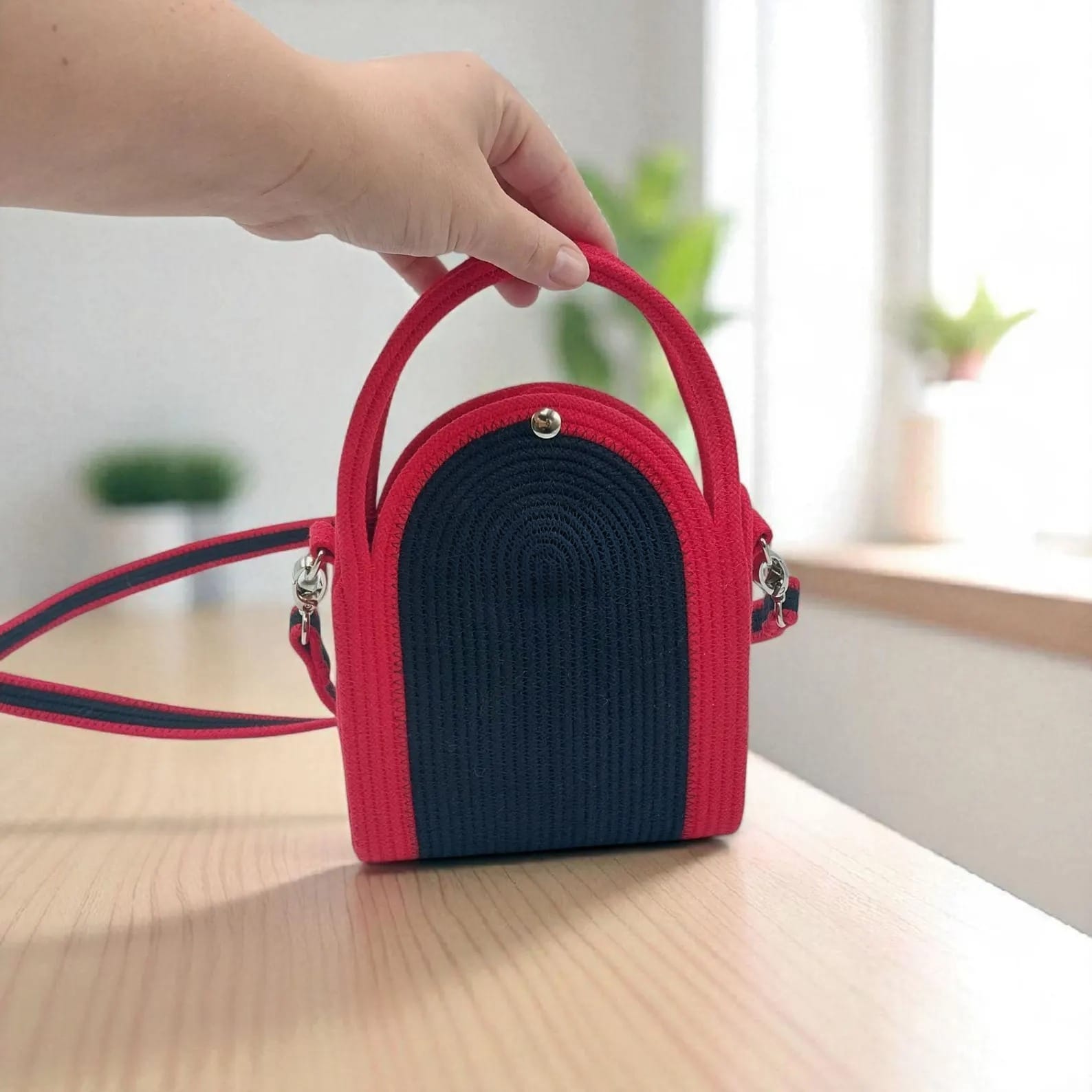 cotton rope hndbag bold handmade crossbody with magnetic snap vegan pures handmade cotton cored corssbody bag's