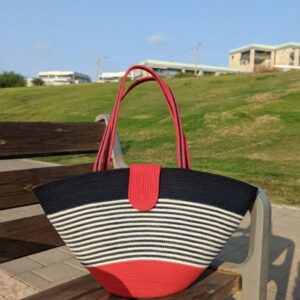 cotton rope handmade cotton rope bag rope crossbody bho summer pures handmade claret woven straw bag: boho wooden handle pures red black white