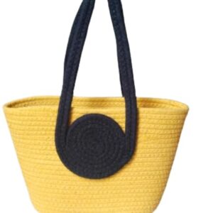 naturals stylish jute & cotton women bag collection in black yellow tikki