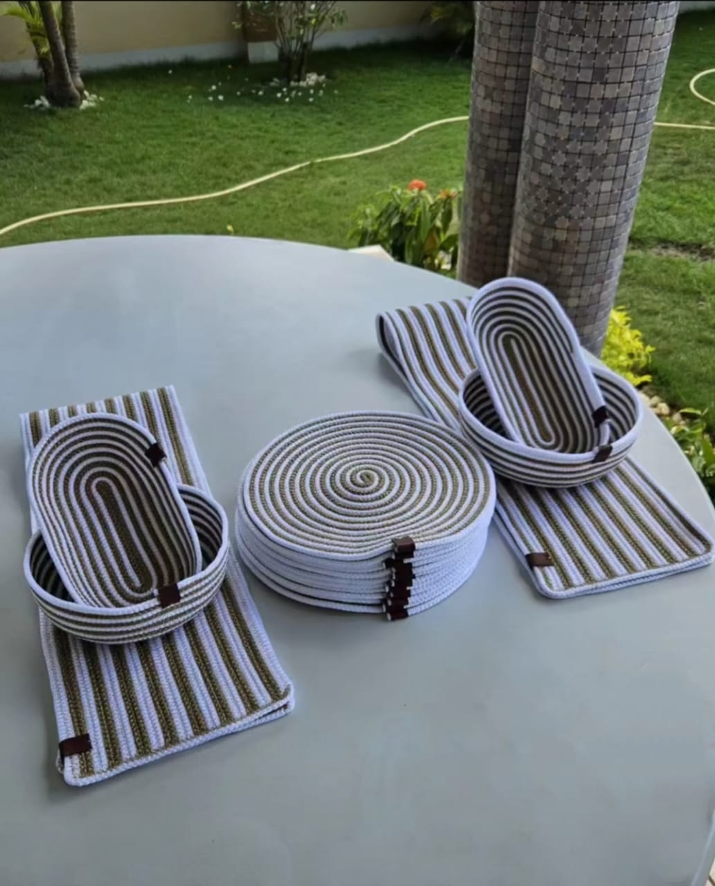 cotton rope/ jute /small dry grass/natural cane/chic dry grass bag/woven boho farmhouse table /kichen décor/washable and handmade rustic table/cotton rppe oval basket/cotton rope table runner/placemat natrual burlap farmhouse coster for drink/dining kitchen desk décor/oval basket/ white beige