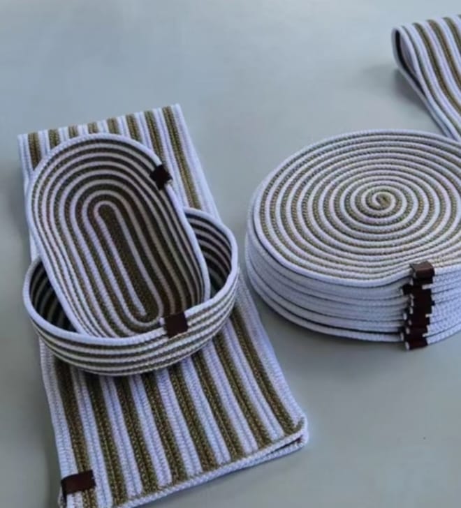 cotton rope/ jute /small dry grass/natural cane/chic dry grass bag/woven boho farmhouse table /kichen décor/washable and handmade rustic table/cotton rppe oval basket/cotton rope table runner/placemat natrual burlap farmhouse coster for drink/dining kitchen desk décor/oval basket/ white beige