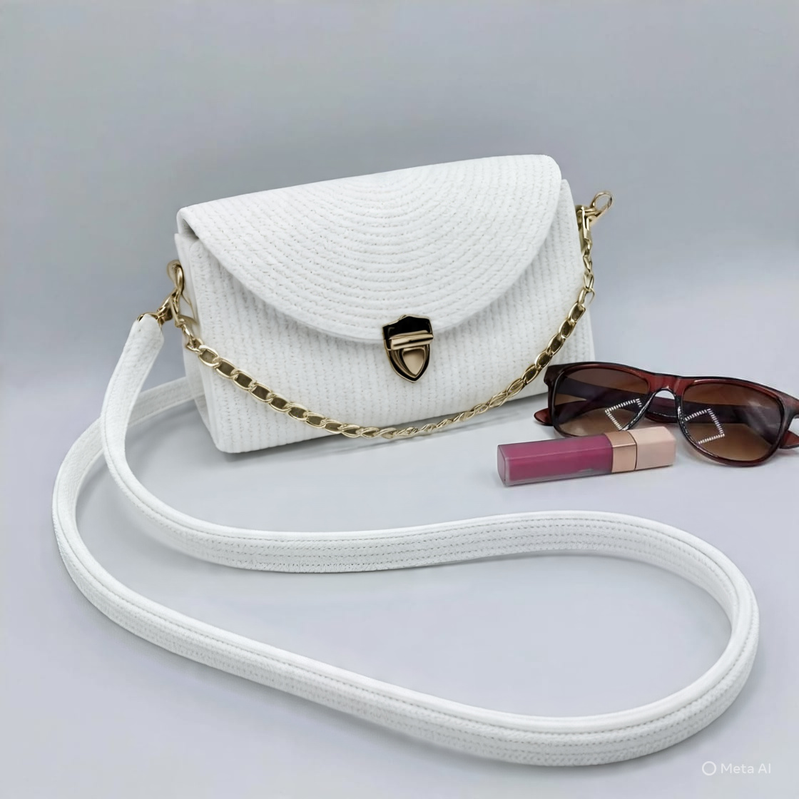 handmade cotton cored corssbody bags small purse with gold chain strap and strap and clasp, elegant shoulder bag,