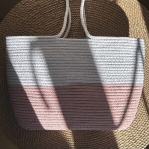 cotton rope/ jute /small dry grass/natural cane/chic dry grass bag/cotton rope woven bag for women vibrant cotton rope handbag chic large tote for women,stylish carryall & shoulder white= pink bag