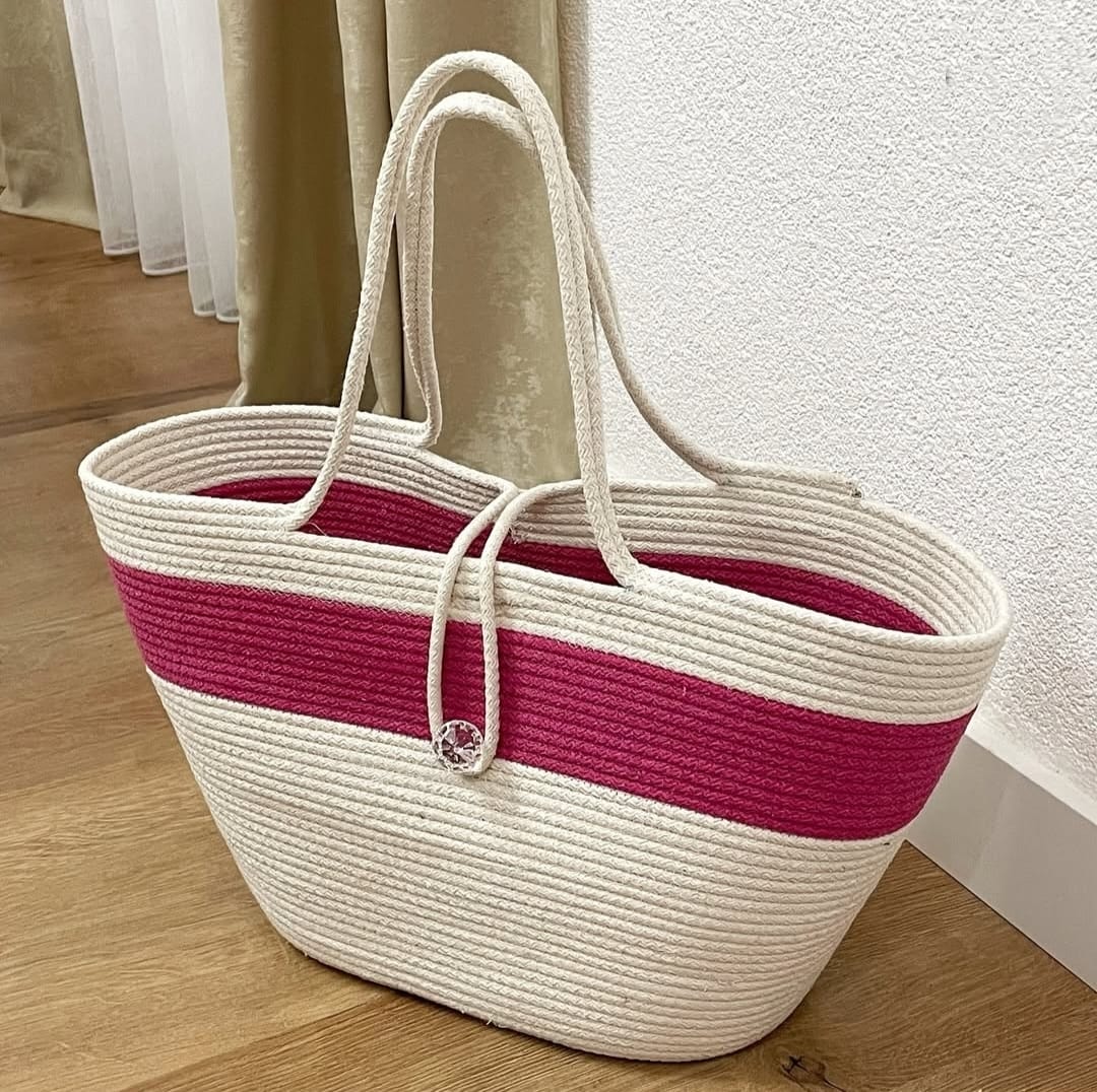 cotton rope/ jute /small dry grass/natural cane/chic dry grass bag/cotton rope woven bag for women vibrant cotton rope handbag chic large tote for women,stylish carryall & shoulder white red white bag