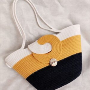 cotton rope boho fancy handbag stlish handmade .handmade cotton cored corssbody bags small purse with gold chain strap and strap and clasp, elegant shoulder bag,