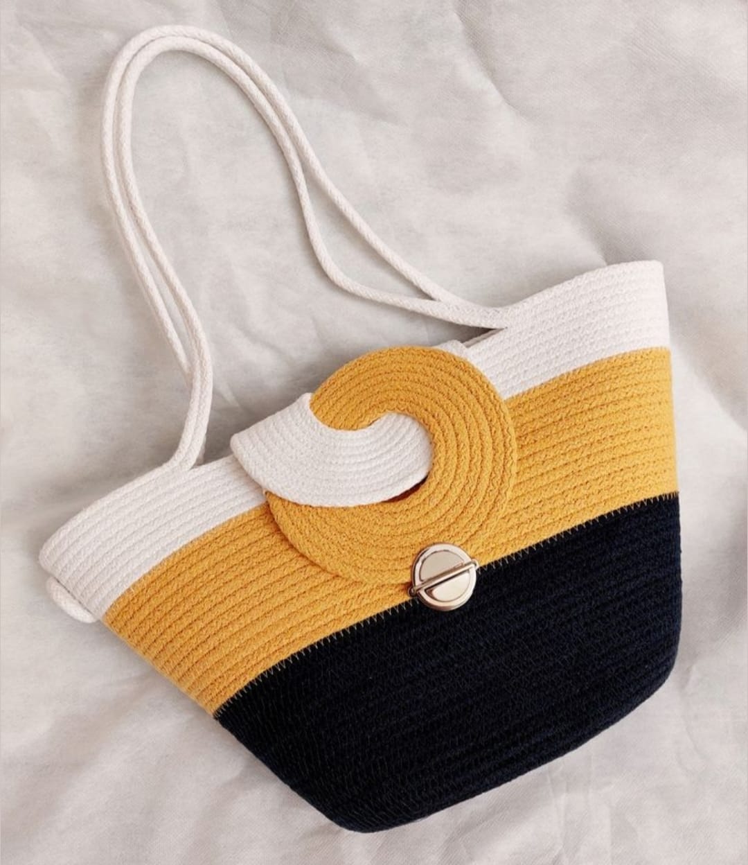 cotton rope boho fancy handbag stlish handmade .handmade cotton cored corssbody bags small purse with gold chain strap and strap and clasp, elegant shoulder bag,