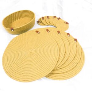 beige woven dining set