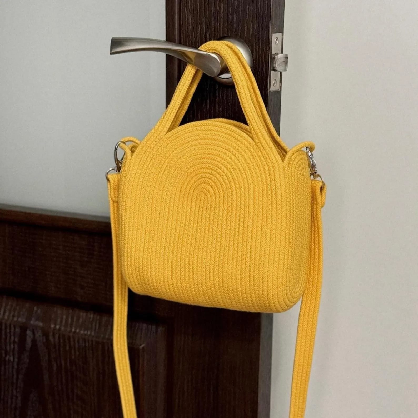 cotton rope handmade rope crossbody bho summer pures handmade claret woven straw bag: boho wooden handle pures