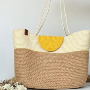 cotton rope handmade rope crossbody bho summer pures handmade claret woven straw bag: boho wooden handle pures