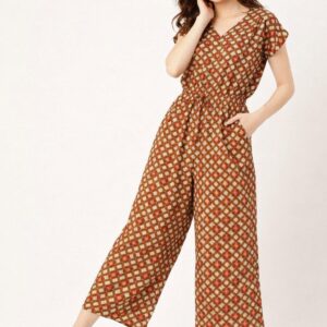 women mustard yellow & off white floral print a line dress