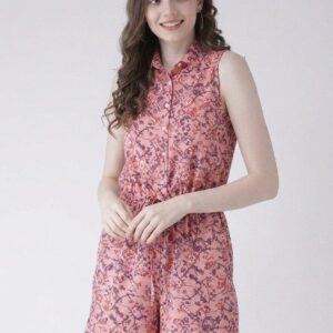 women pink printed basic jumpsuit